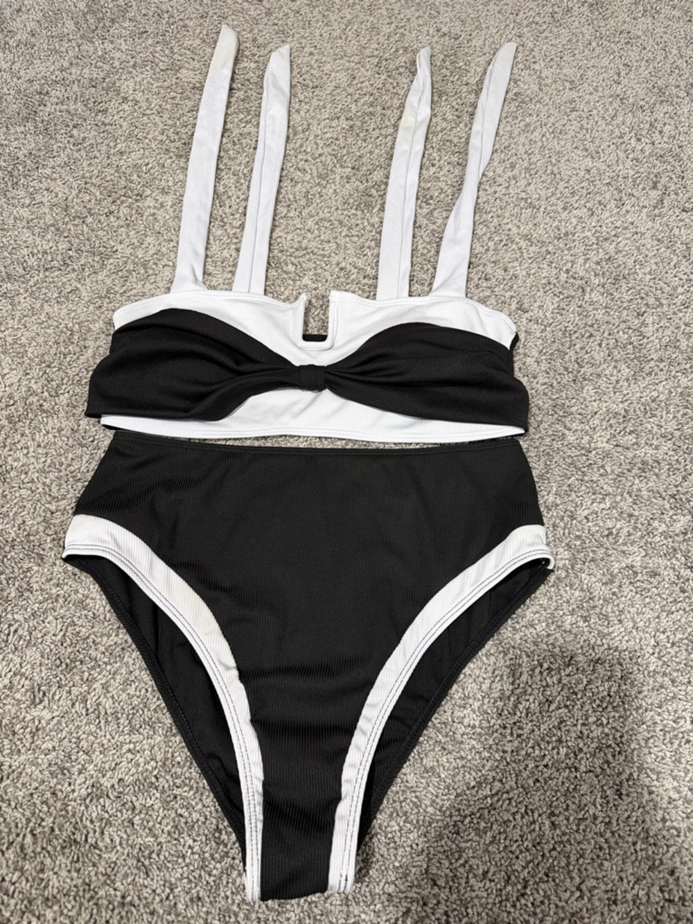 SHEIN Black and White High-Waist Bikini Set